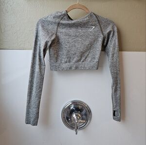 Gray Long Sleeve Crop Top